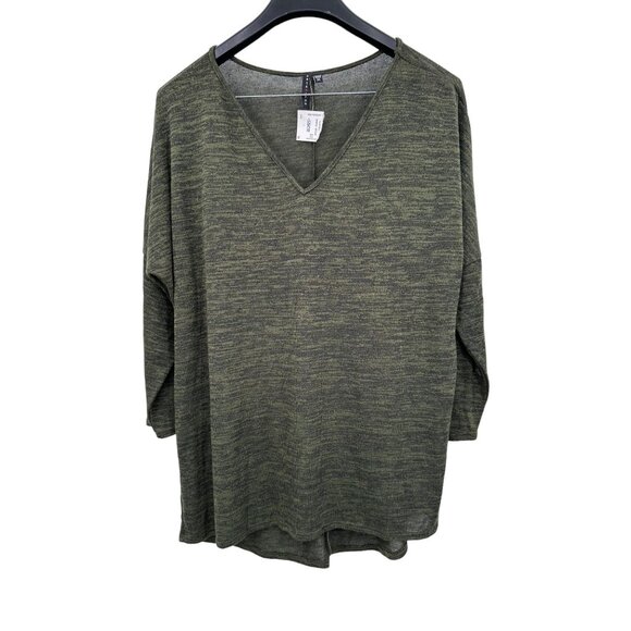 Obsession Women's Plus Size 3X V-Neck Green Sweater Tunic Dolman 3/4 Sleeve Top - Picture 1 of 5